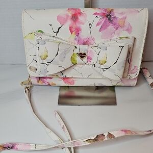Betsey Johnson Pink Floral Clutch with Bow